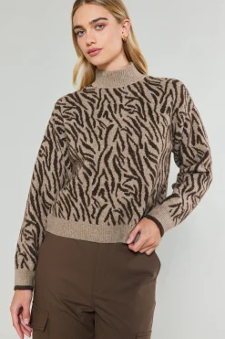 Discount Abstract Mock Neck Sweater Women Knitwear | Sweaters