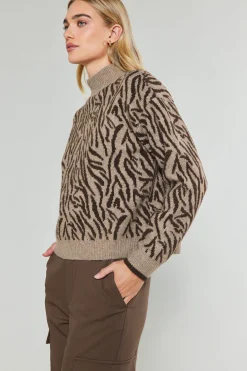 Discount Abstract Mock Neck Sweater Women Knitwear | Sweaters