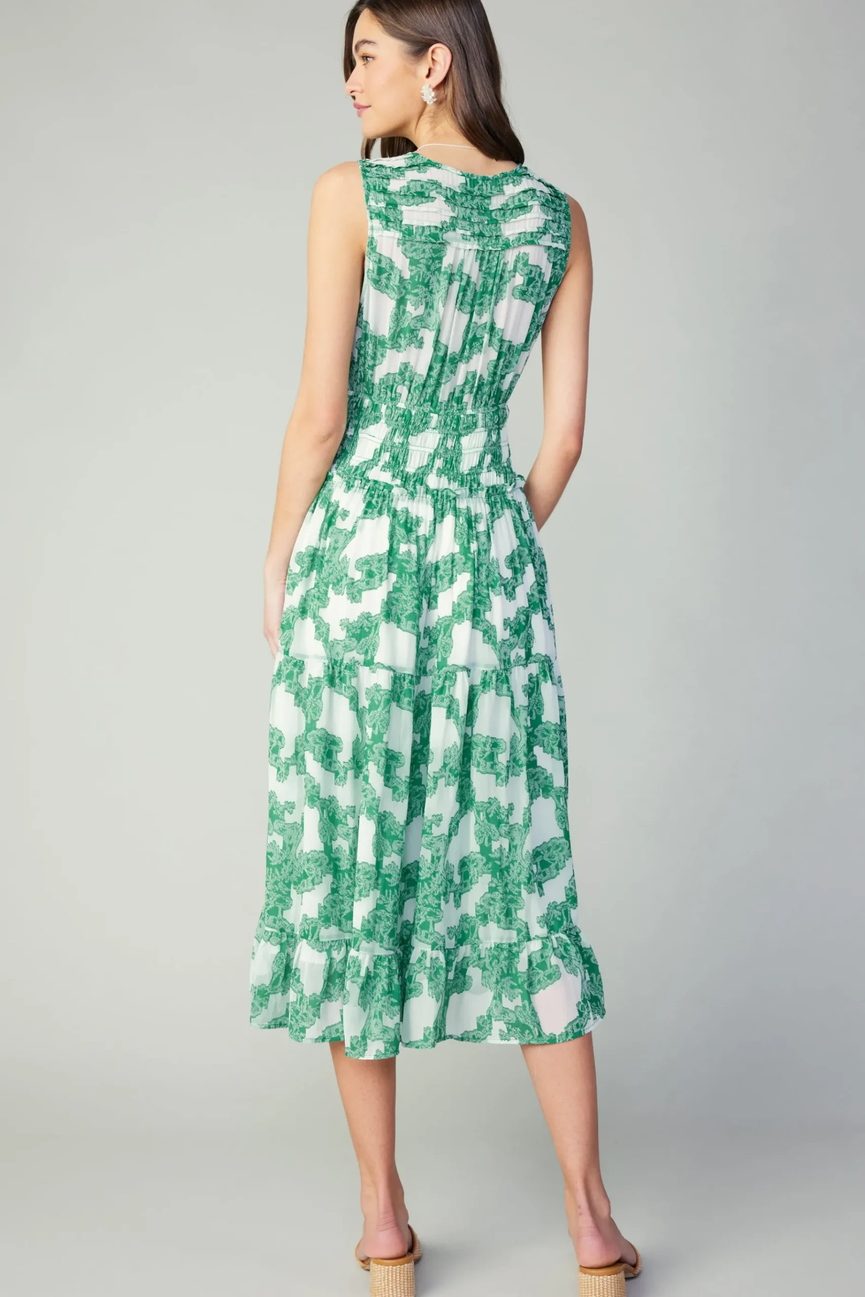 Outlet Abstract Motif Maxi Dress Women Midi Dresses