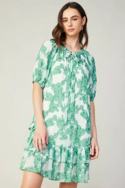 Online Abstract Motif Mini Dress Women Mini Dresses