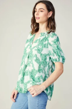 Best Abstract Motif Top Women Short Sleeve Tops