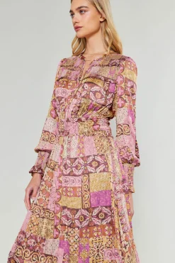 New Aida Quilted Pattern Midi Dress Women Midi Dresses