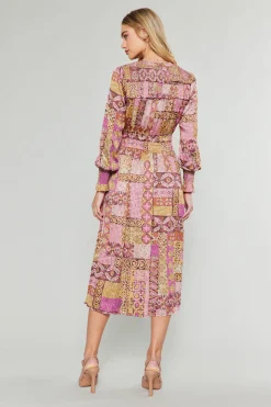 New Aida Quilted Pattern Midi Dress Women Midi Dresses