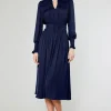 Fashion Aida Smocked Midi Dress Women Midi Dresses