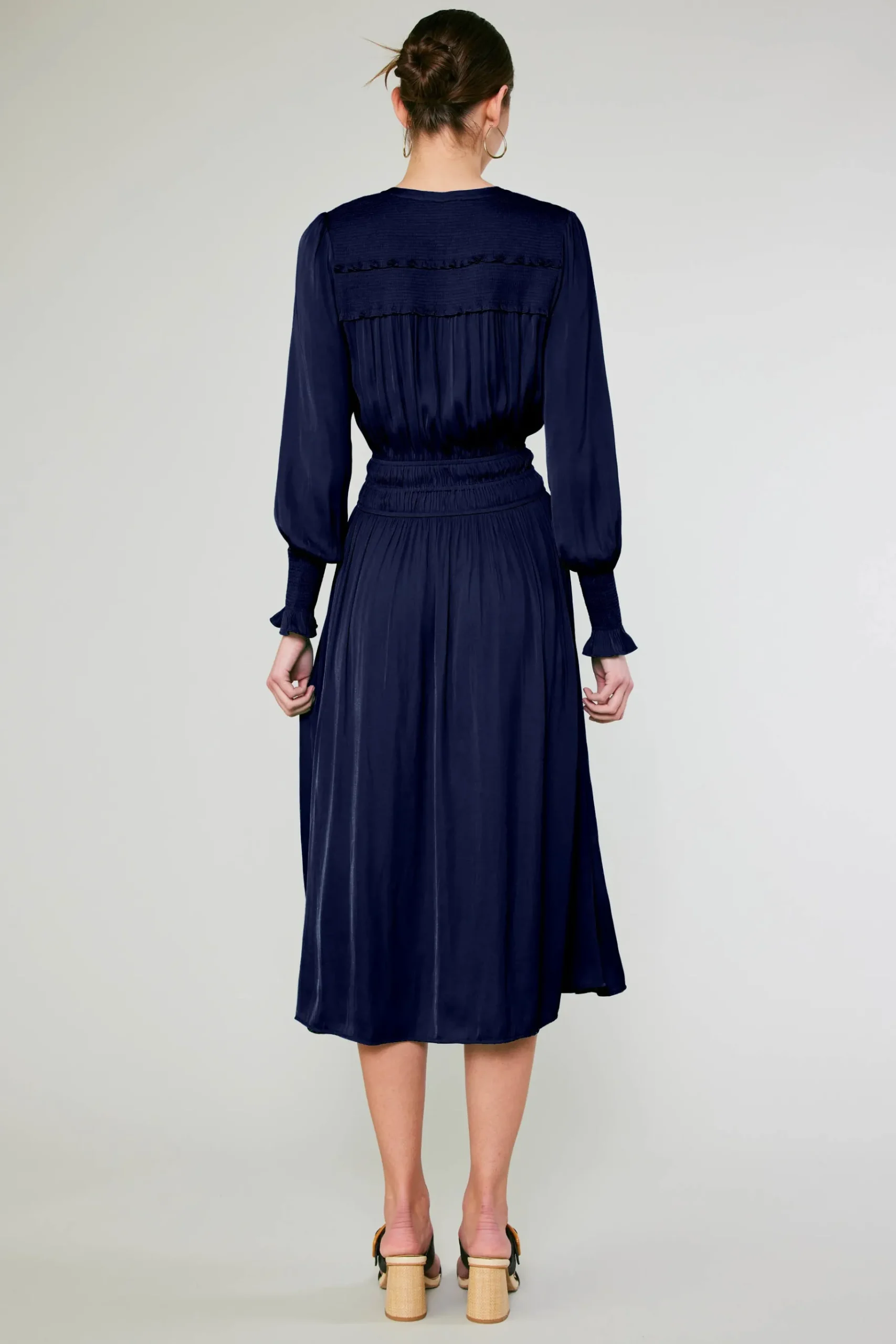 Fashion Aida Smocked Midi Dress Women Midi Dresses