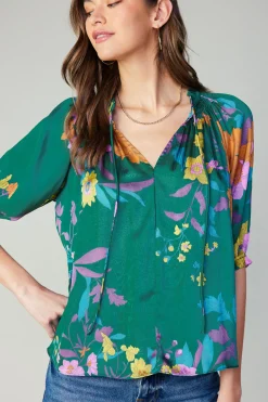Discount Angelica Floral Blouse Women Long Sleeve Tops