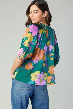 Discount Angelica Floral Blouse Women Long Sleeve Tops