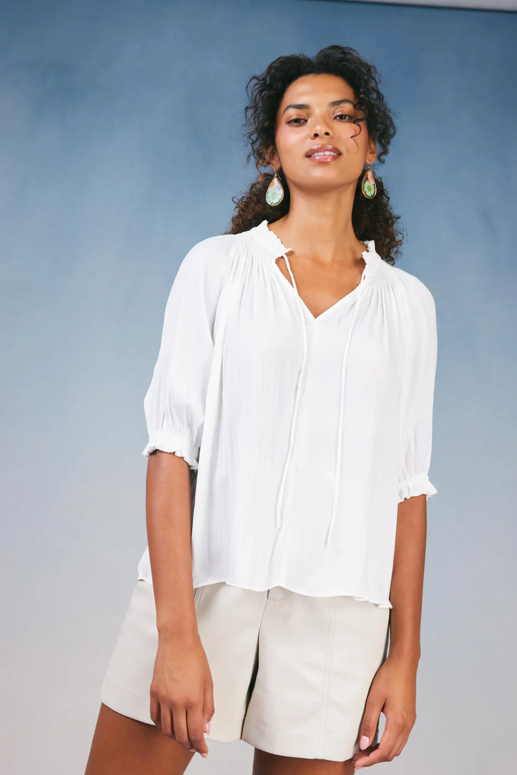 Clearance Angelica Pleated Blouse Women Short Sleeve Tops | Long Sleeve Tops