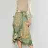 Online Asymmetrical Vintage Print Skirt Women Skirts