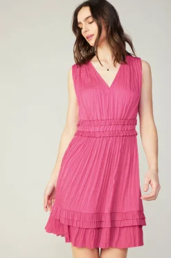Fashion Aurora Crinkle Pleated Mini Dress Women Mini Dresses