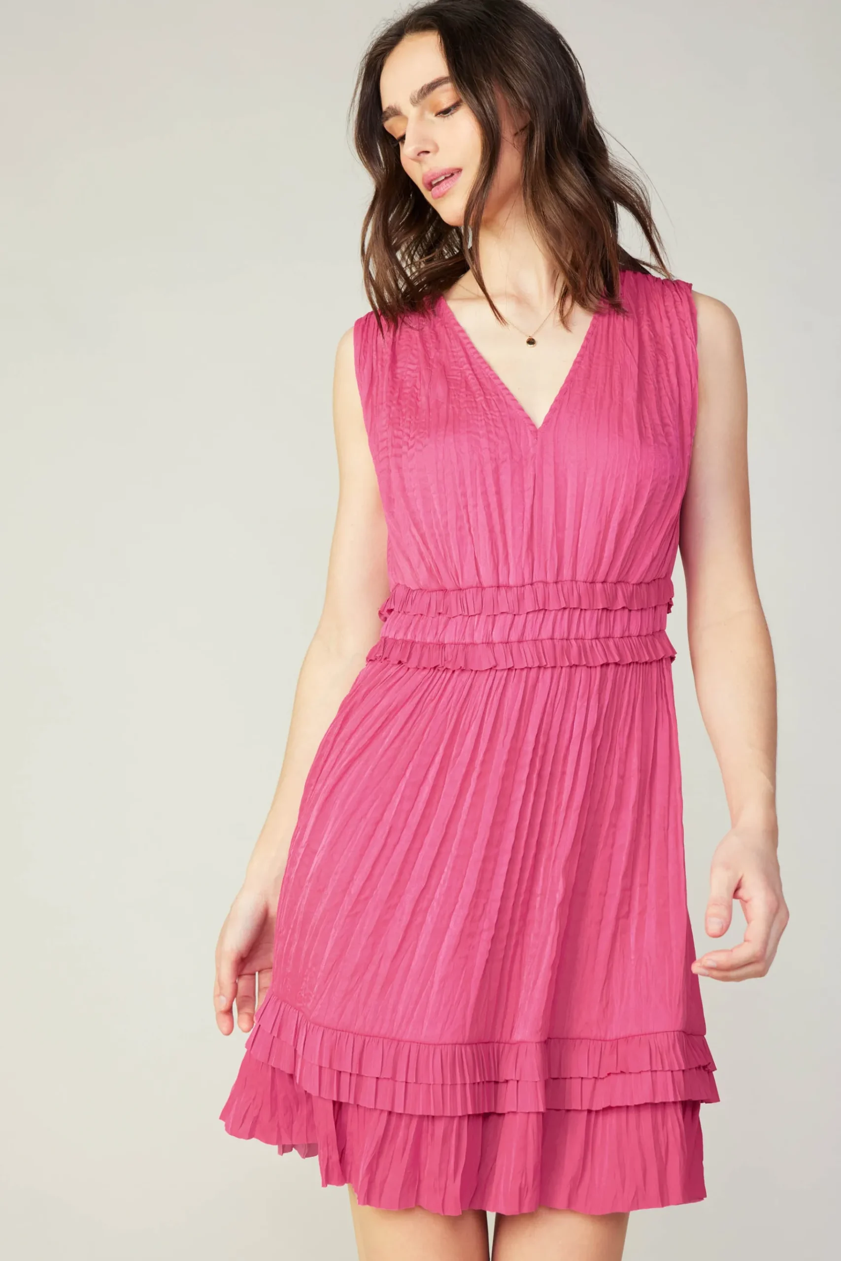 Fashion Aurora Crinkle Pleated Mini Dress Women Mini Dresses