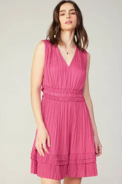 Fashion Aurora Crinkle Pleated Mini Dress Women Mini Dresses