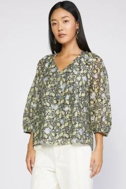 Discount Baroque Floral Raglan Blouse Women Short Sleeve Tops | Long Sleeve Tops