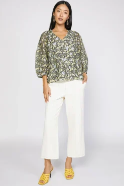 Discount Baroque Floral Raglan Blouse Women Short Sleeve Tops | Long Sleeve Tops