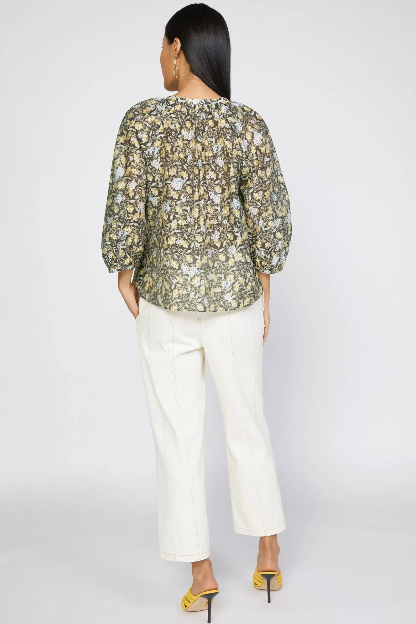 Discount Baroque Floral Raglan Blouse Women Short Sleeve Tops | Long Sleeve Tops