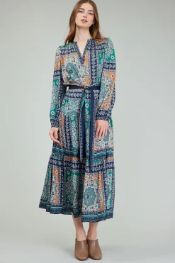 Sale Belted Abstract Midi Dress Women Maxi Dresses | Midi Dresses