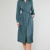 Fashion Belted Buttondown Shirt Dress Women Midi Dresses