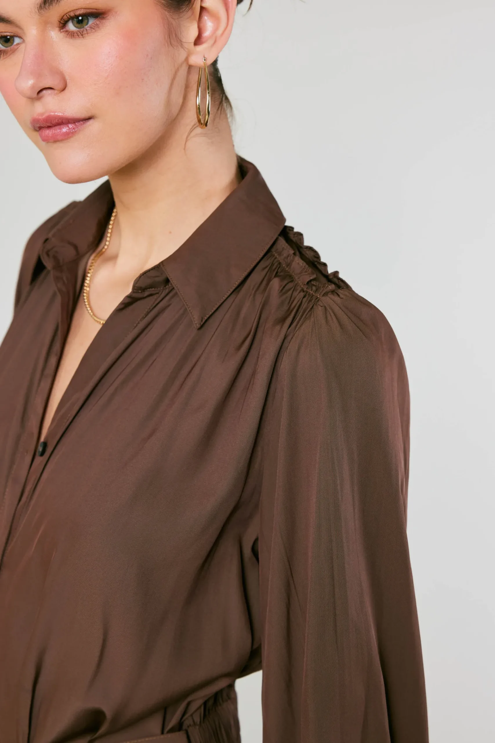 Clearance Belted Buttondown Shirt Dress Women Midi Dresses