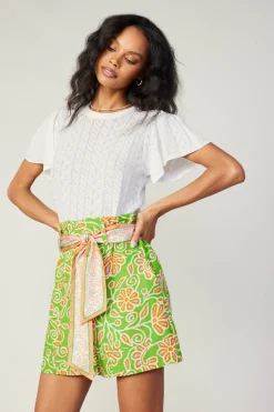 Hot Belted Floral Patterned Shorts Women Shorts