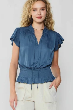 Hot Blair Smocked Top Women Short Sleeve Tops