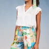 Fashion Border Print Floral Block Shorts Women Shorts