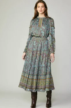 Clearance Border Printed Floral Skirt Women Skirts