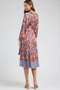 Online Botanical High Neck Dress Women Midi Dresses
