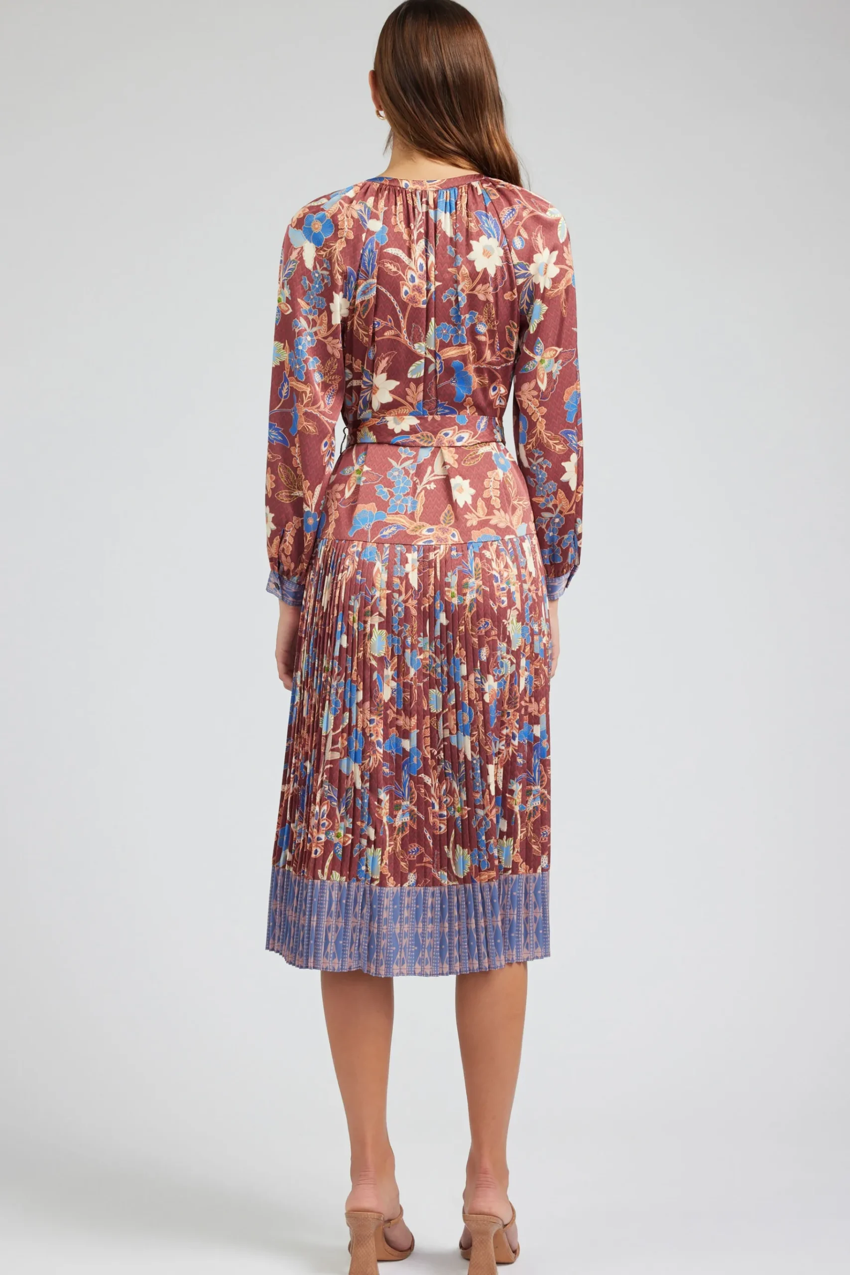 Online Botanical High Neck Dress Women Midi Dresses