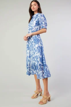 Best Botanical Jacquard Midi Dress Women Midi Dresses