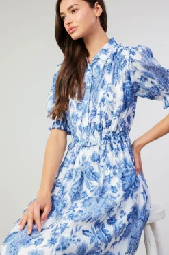 Best Botanical Jacquard Midi Dress Women Midi Dresses