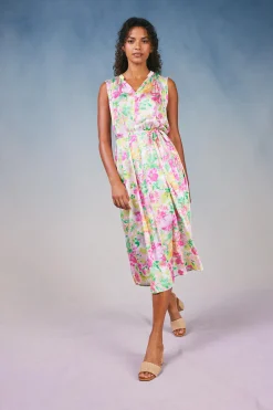 Discount Botanical Watercolor Midi Dress Women Midi Dresses
