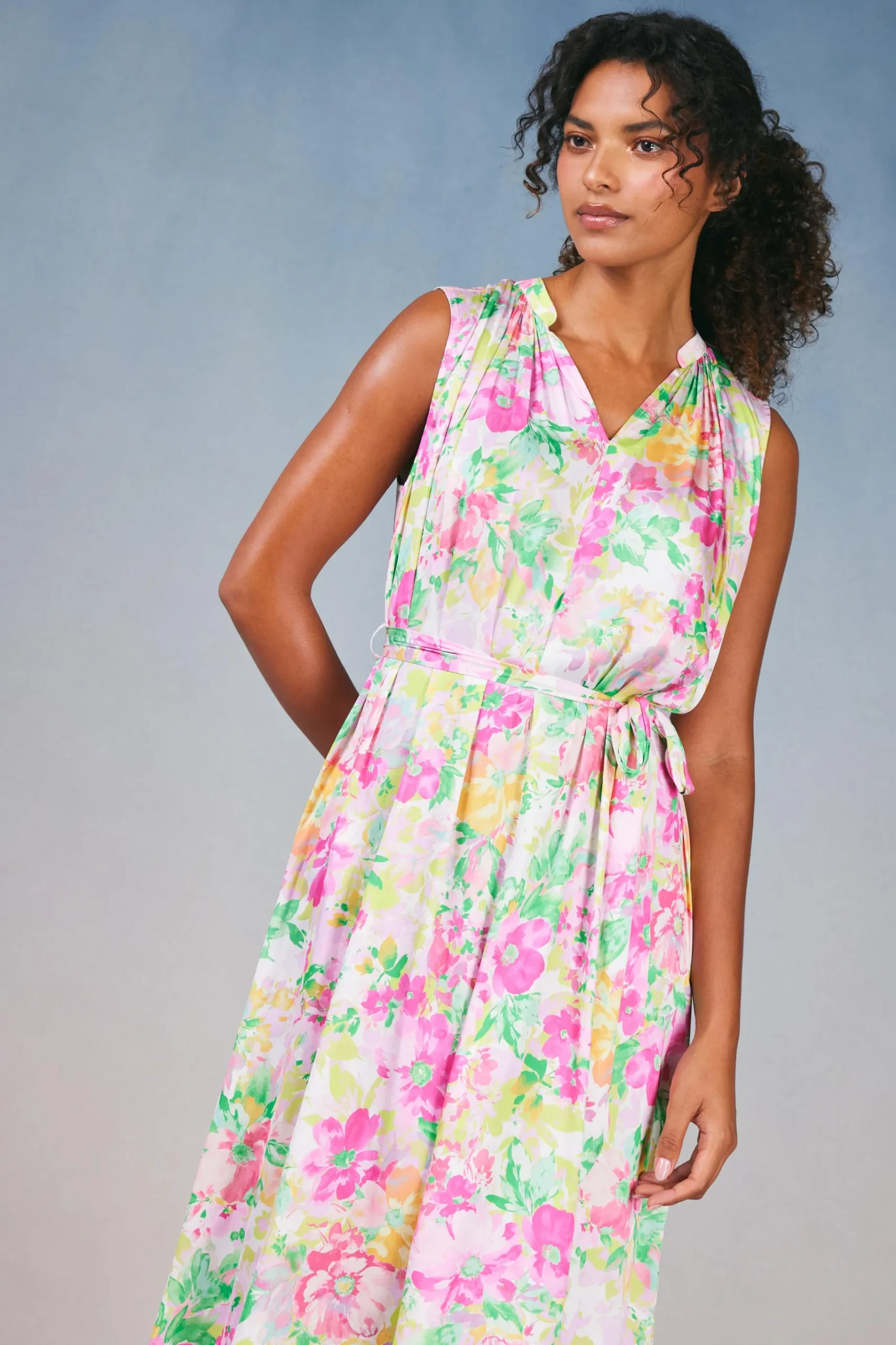 Discount Botanical Watercolor Midi Dress Women Midi Dresses