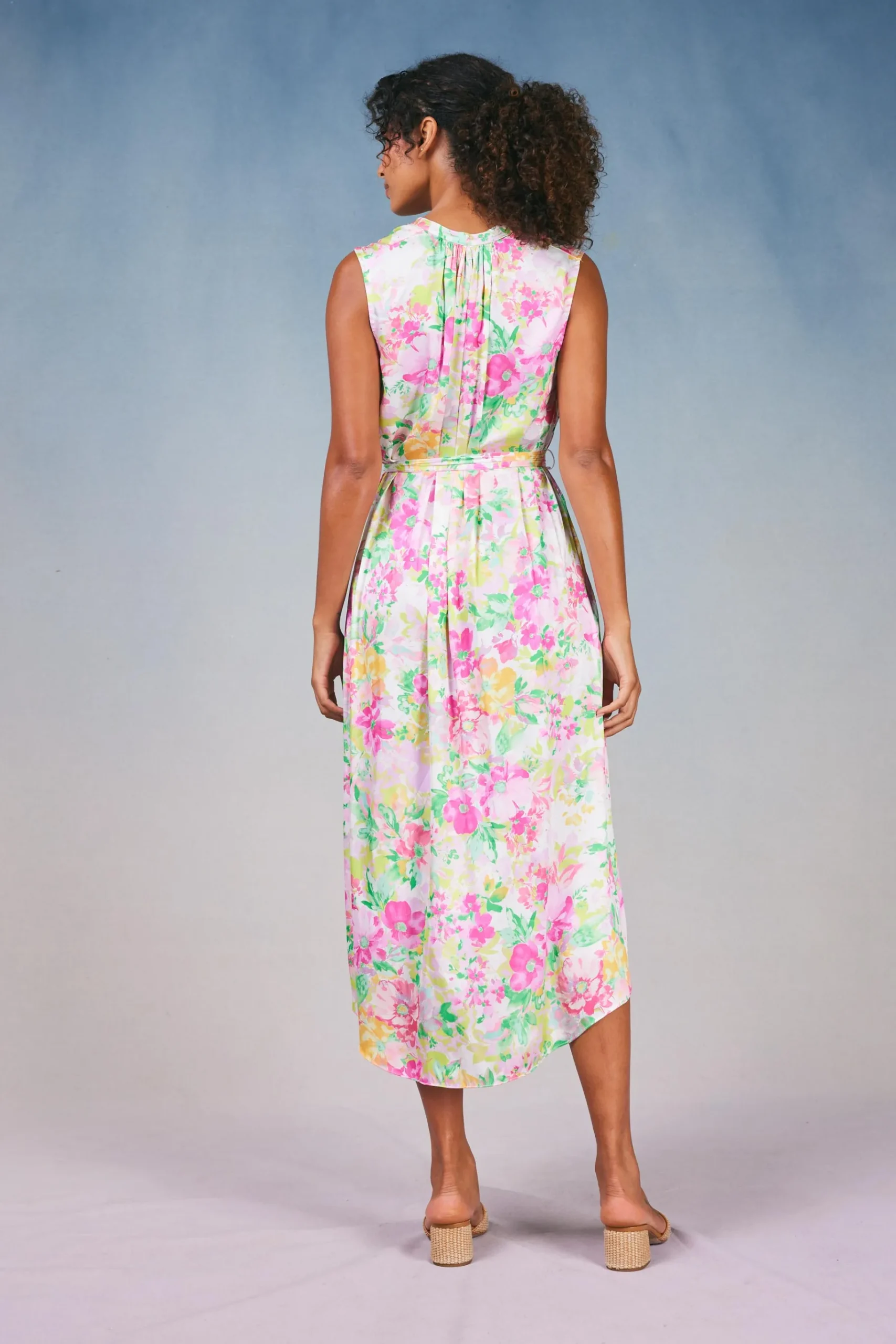 Discount Botanical Watercolor Midi Dress Women Midi Dresses