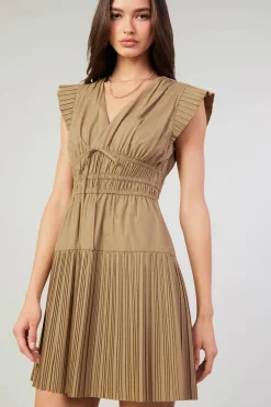 Fashion Briene Pleated Mini Dress Women Mini Dresses