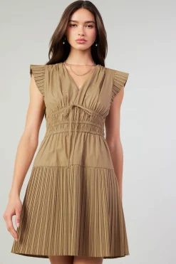 Fashion Briene Pleated Mini Dress Women Mini Dresses