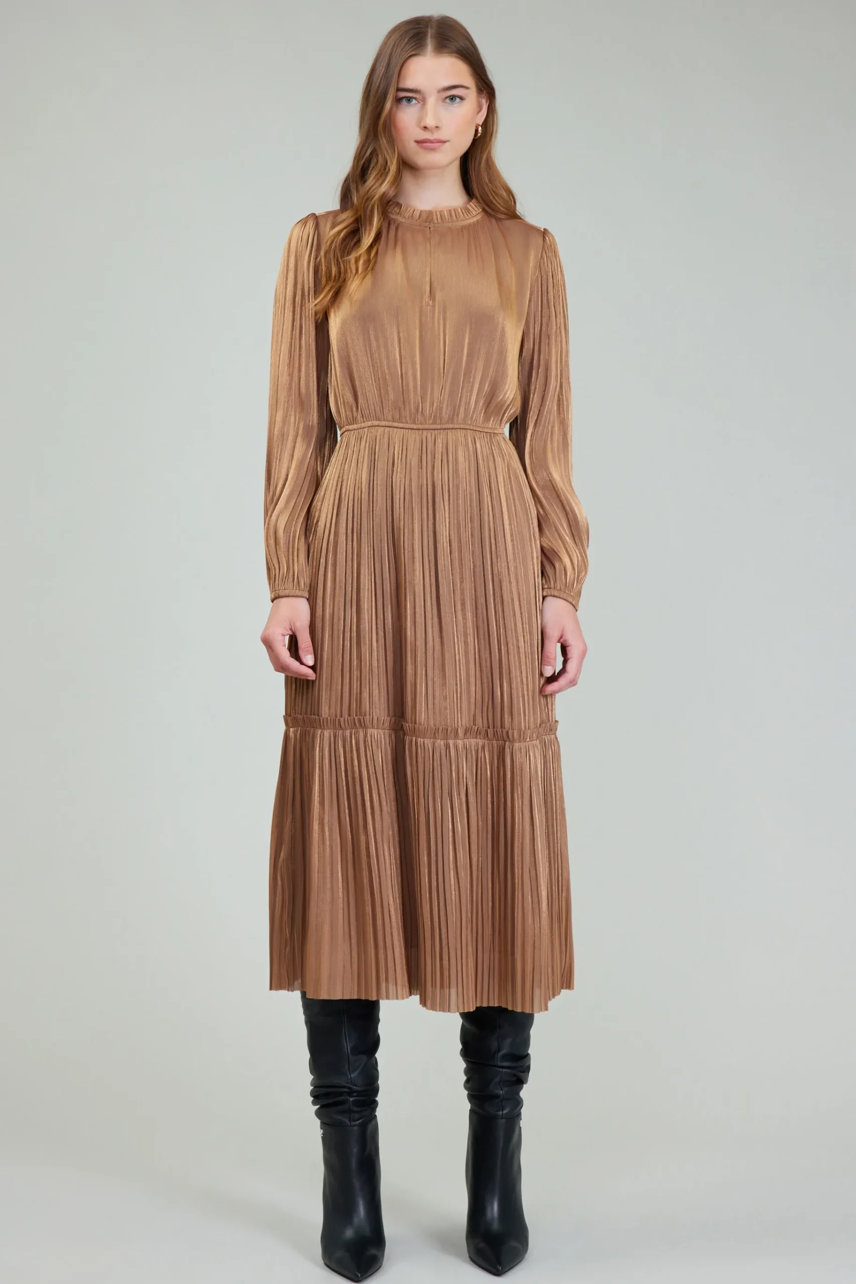 Best Bristol Pleated Midi Dress Women Midi Dresses