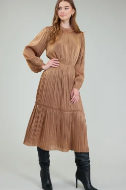 Best Bristol Pleated Midi Dress Women Midi Dresses