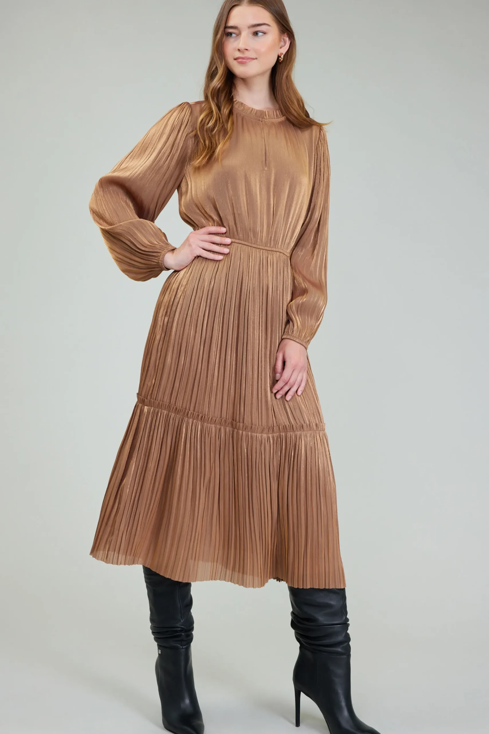 Best Bristol Pleated Midi Dress Women Midi Dresses