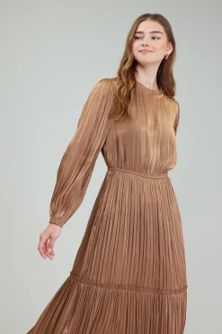 Best Bristol Pleated Midi Dress Women Midi Dresses