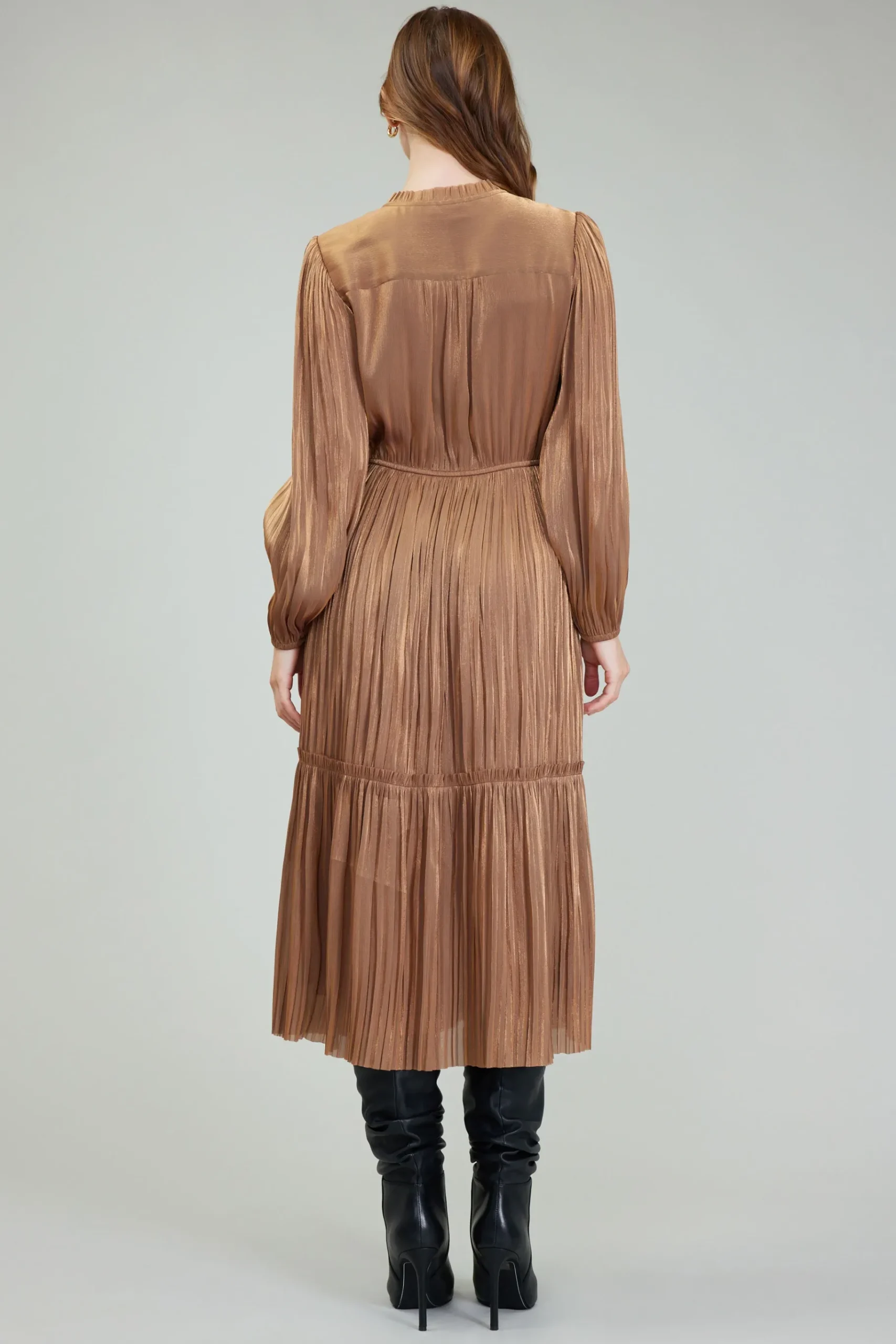 Best Bristol Pleated Midi Dress Women Midi Dresses