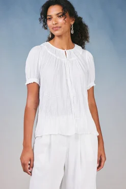 New Brooklyn Crinkle Top Women Short Sleeve Tops