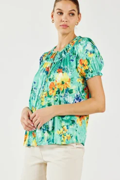 New Brooklyn Crinkle Top Women Short Sleeve Tops