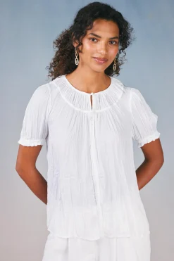 New Brooklyn Crinkle Top Women Short Sleeve Tops