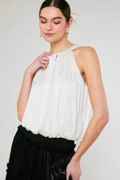 Outlet Bubble Hem Blouse Women Sleeveless Tops