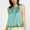 Clearance Bubble Hem Blouse Women Sleeveless Tops