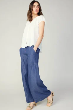 Discount Buttoned Cotton Blouse Women Sleeveless Tops