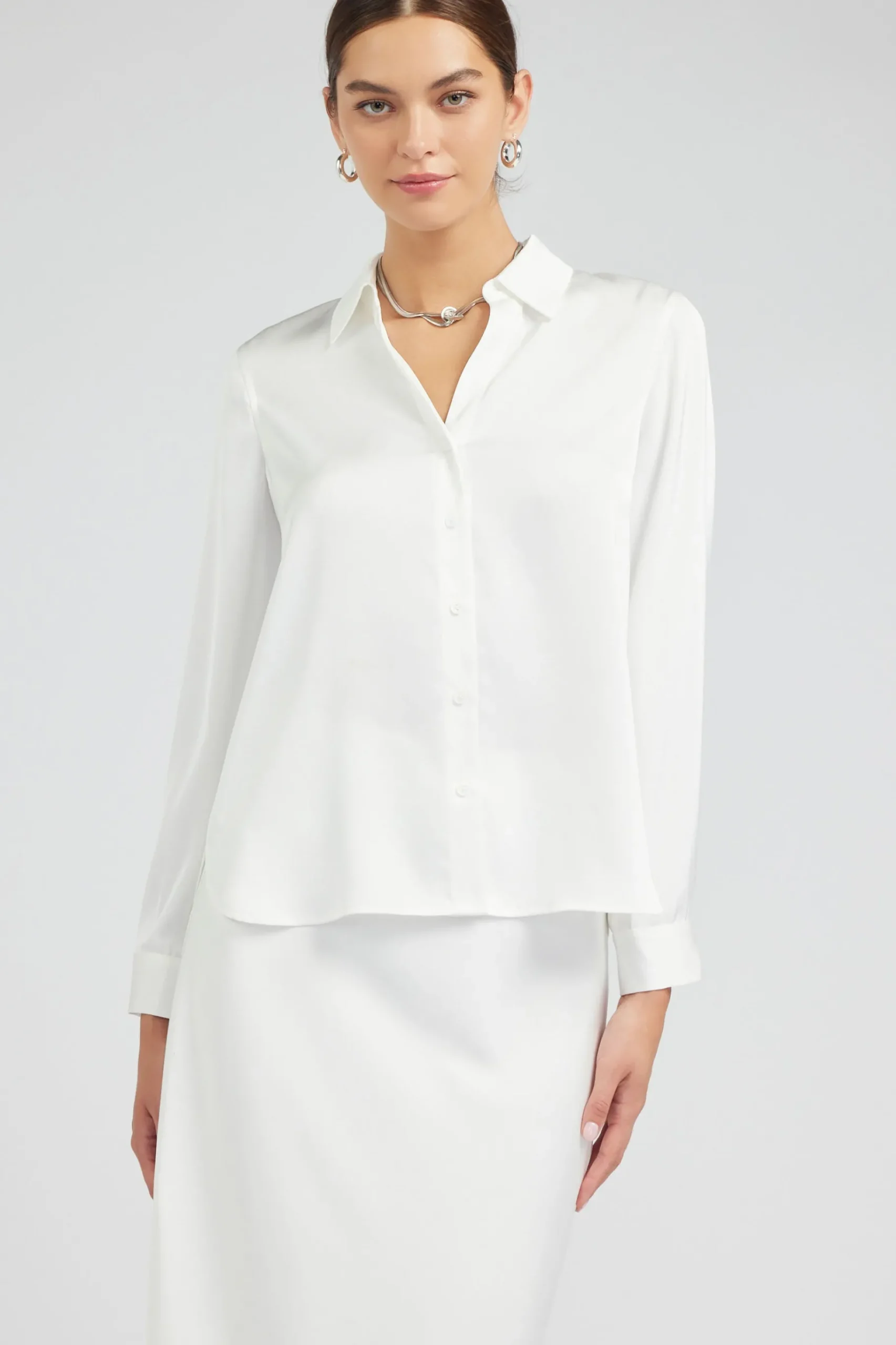 New Buttonup Collared Shirt Women Long Sleeve Tops