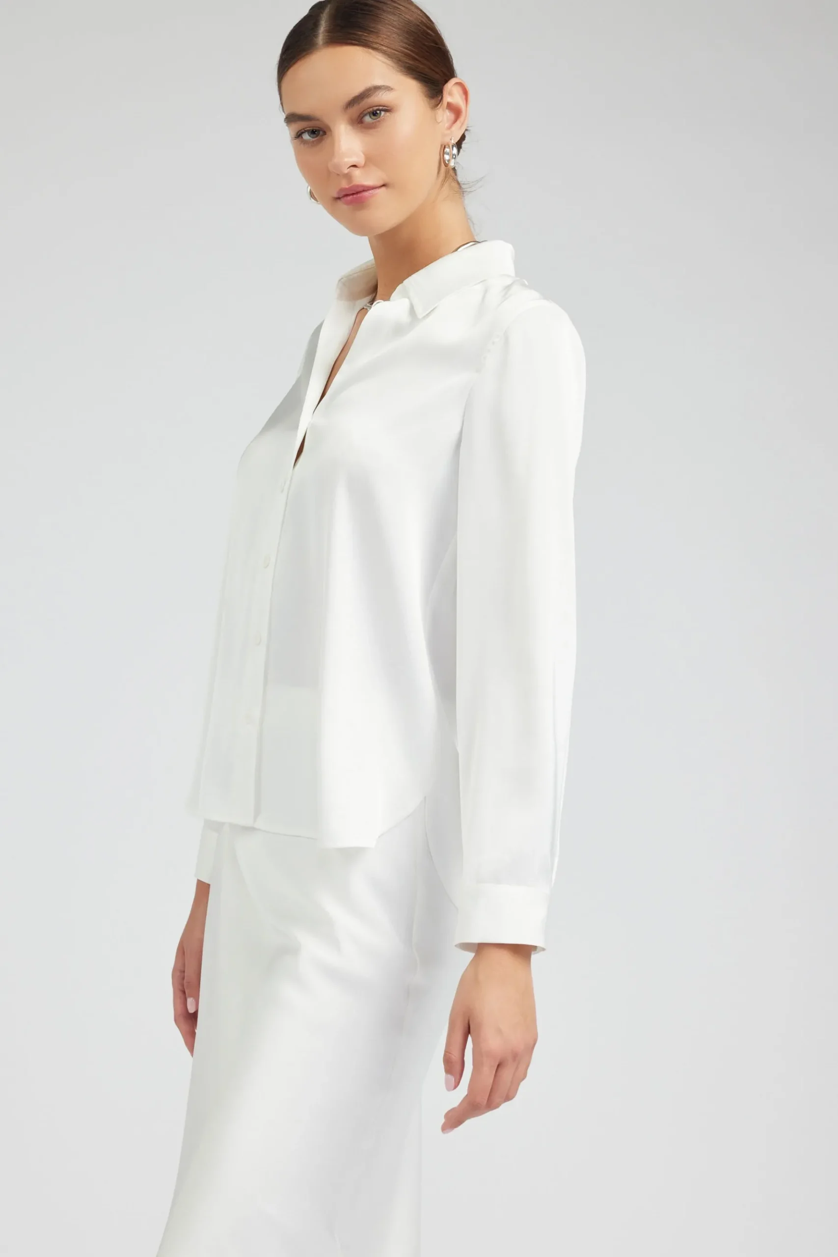 New Buttonup Collared Shirt Women Long Sleeve Tops