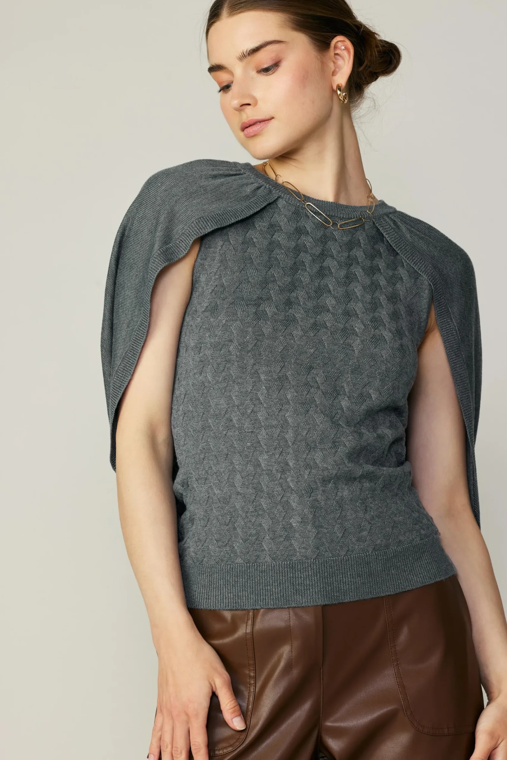 Clearance Cape Layered Sweater Top Women Sweaters