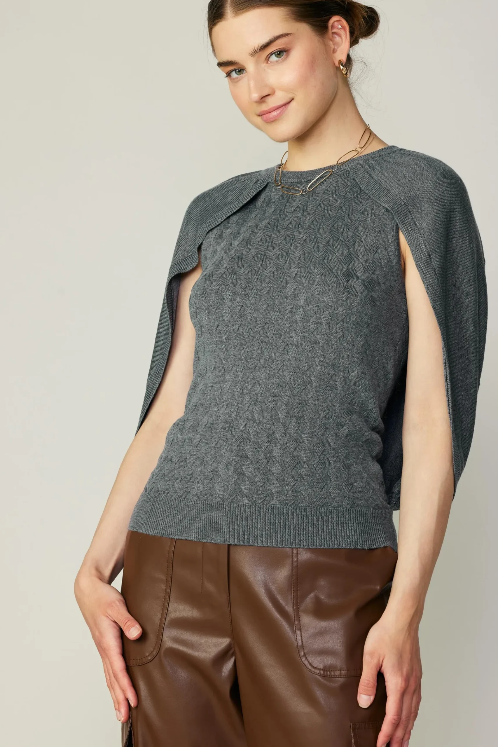 Clearance Cape Layered Sweater Top Women Sweaters